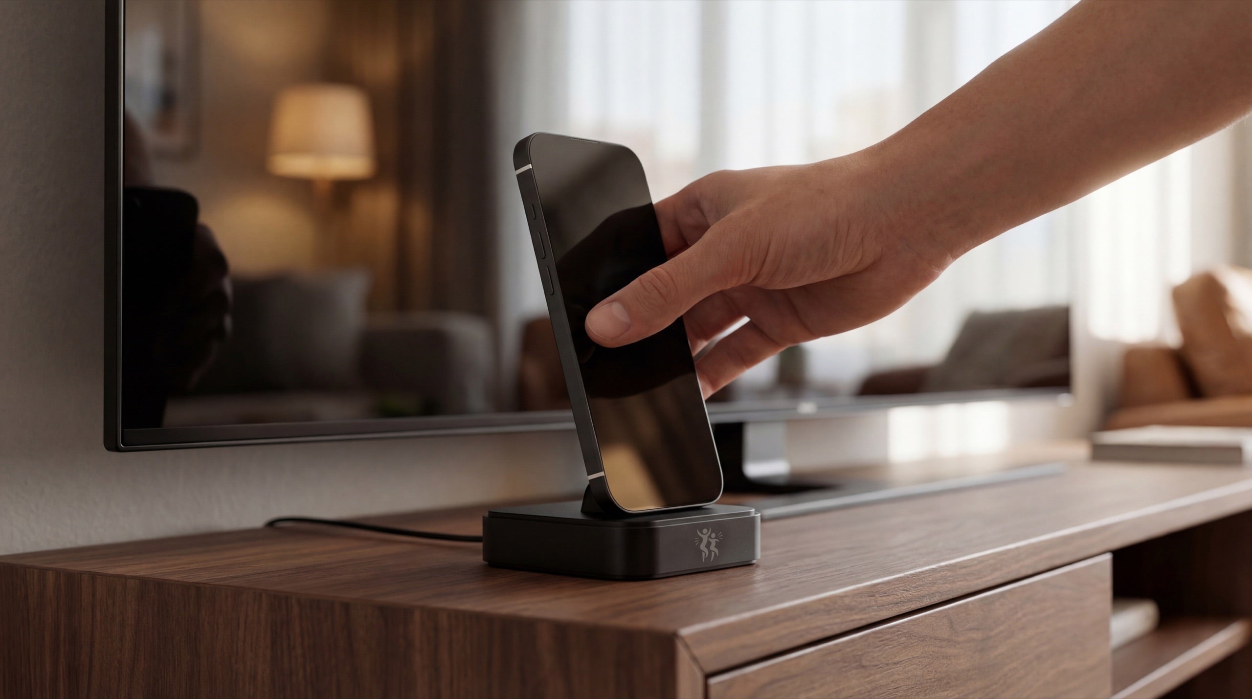 A phone being docked