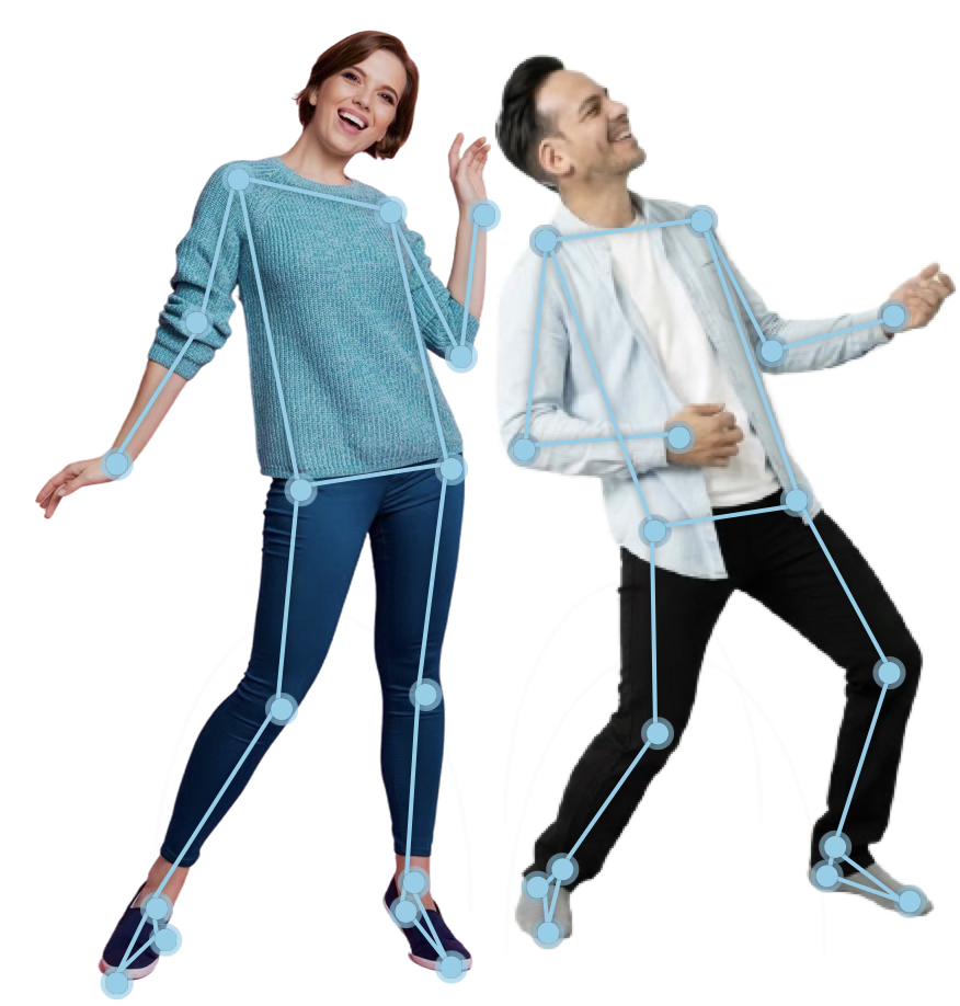Full-body skeleton tracking on two dancers