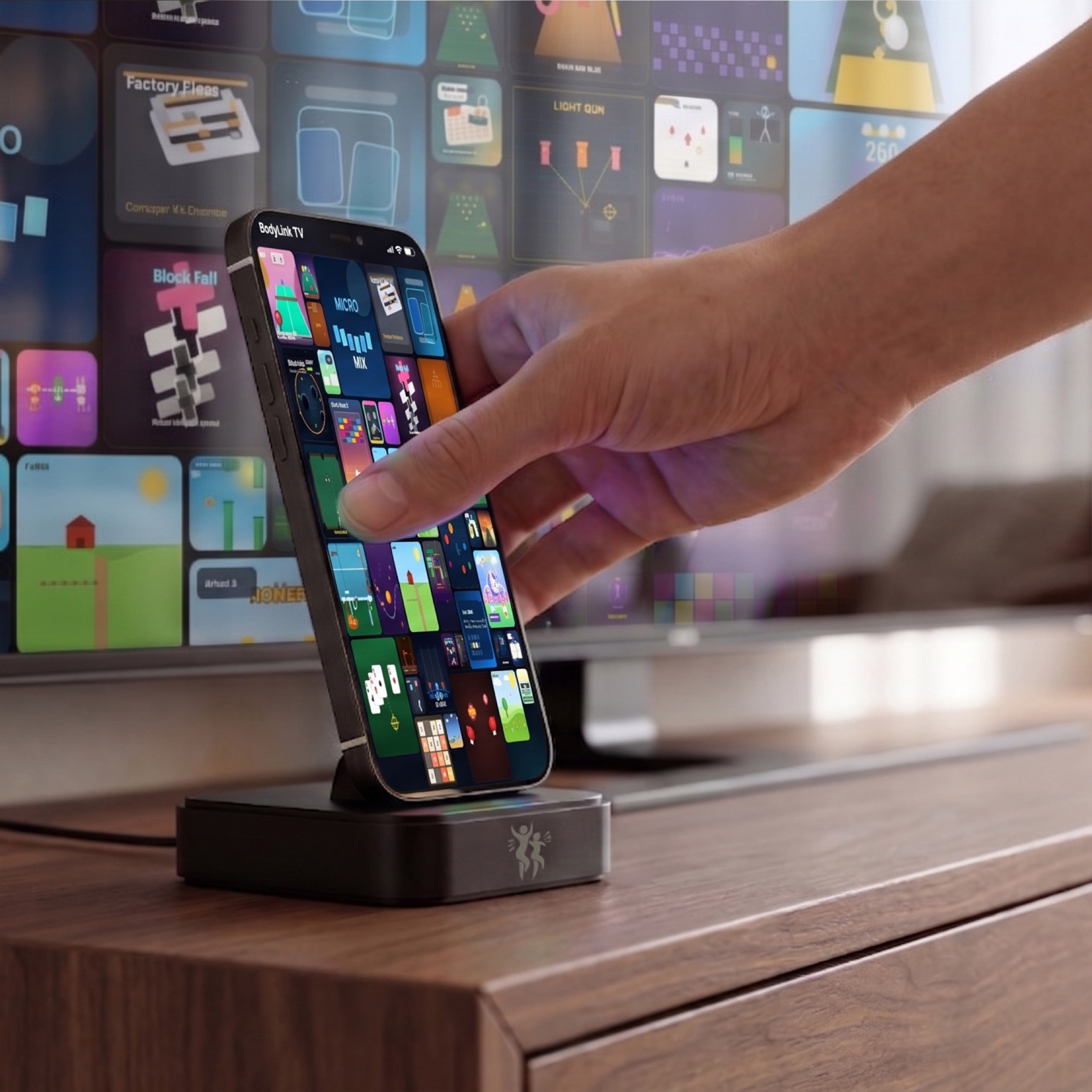 PlayDock dock streaming a game library to the TV