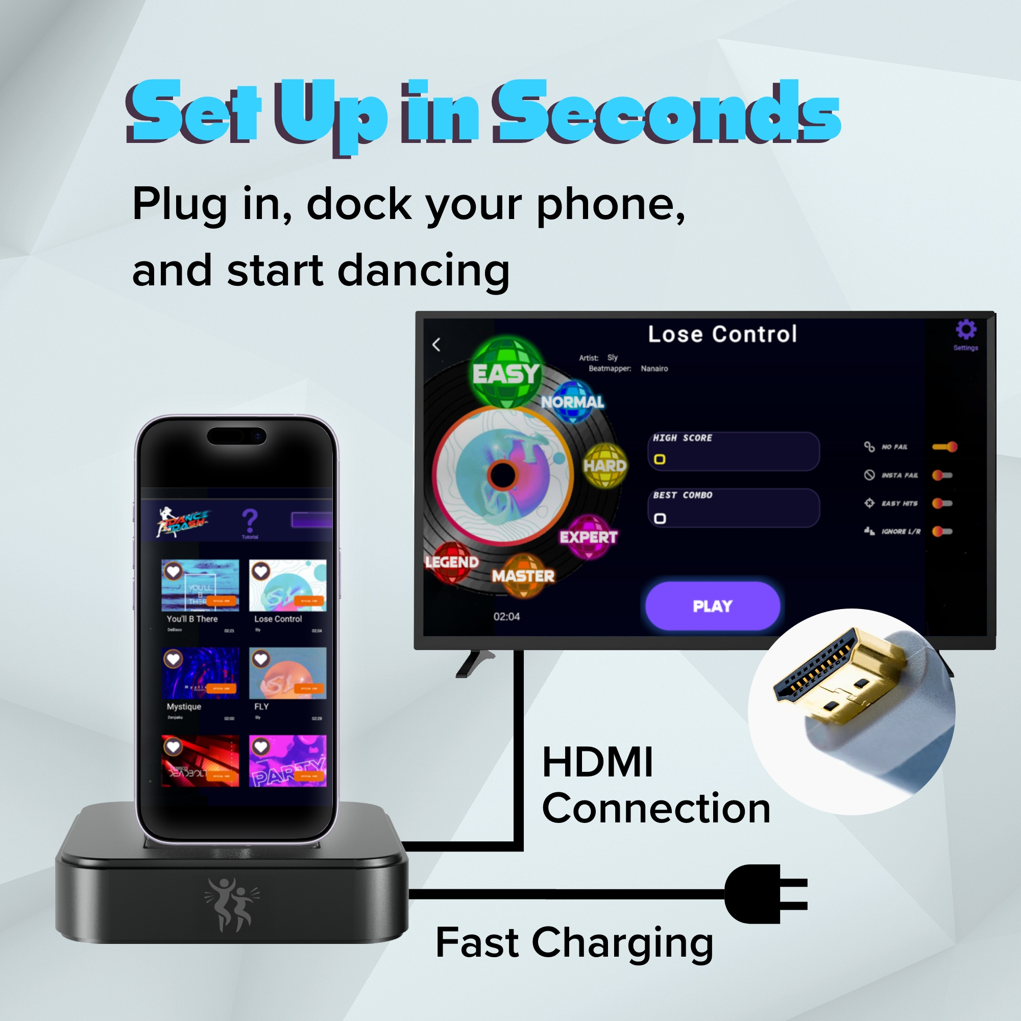 PlayDock set-up steps illustration