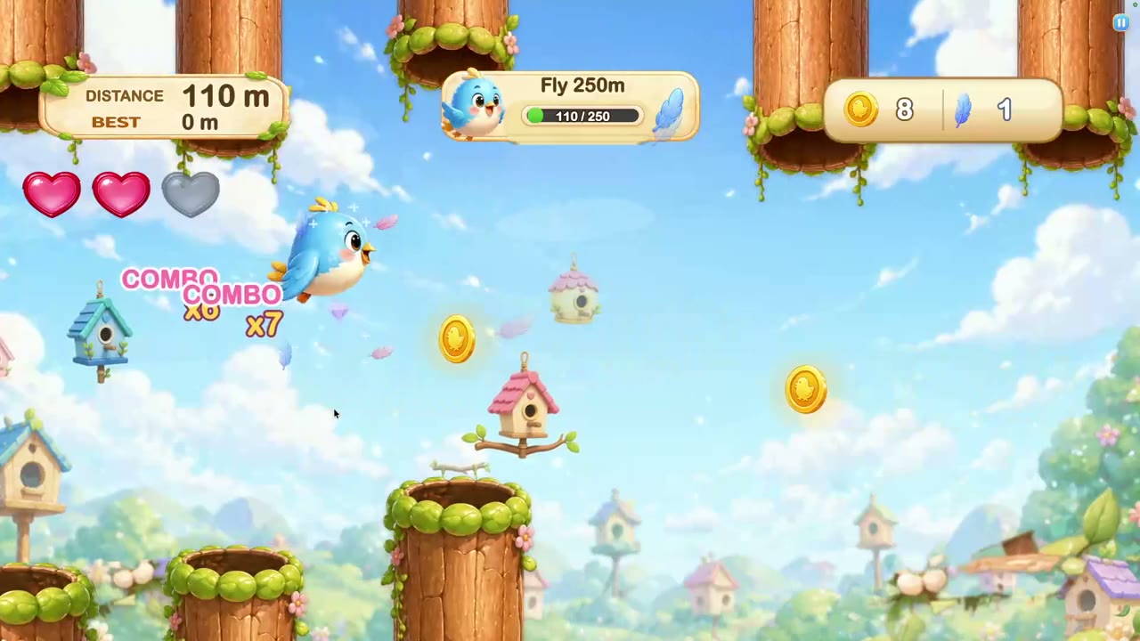 A little bird, a big sky, and your next opening between the obstacles.