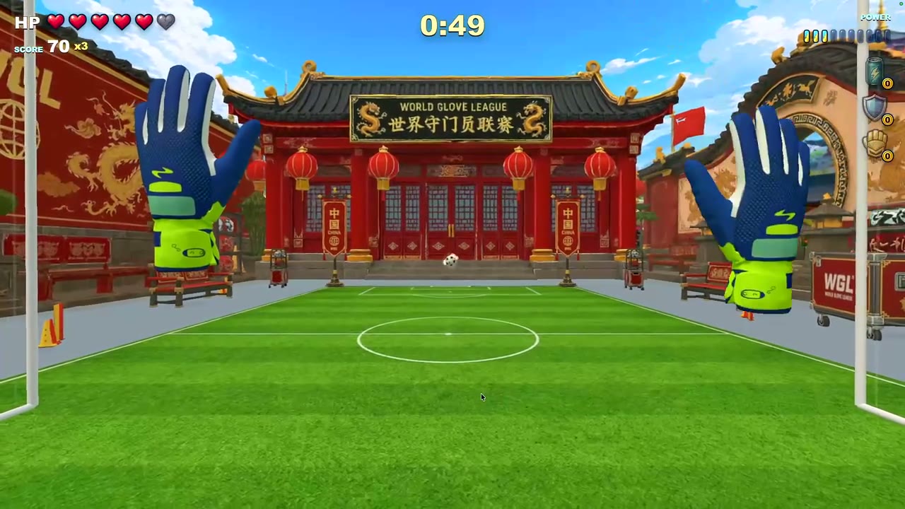 A different colorful pitch in the Goalie Rush gameplay recording.