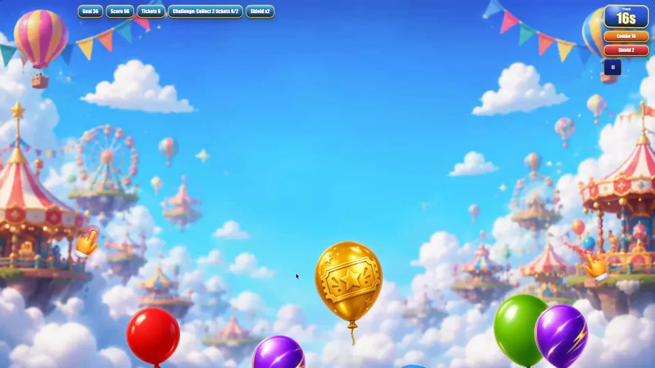 Action from the Balloon Pop gameplay recording